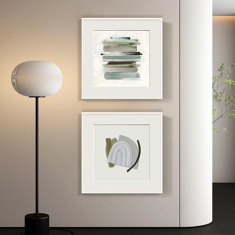 现代黑白灰风格挂画小尺寸极简风装饰画抽象简约几何客厅餐厅油画图片