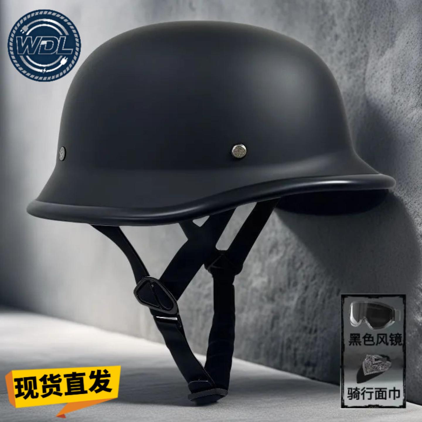 新认证复古钢盔皮盔夏季哈雷半盔