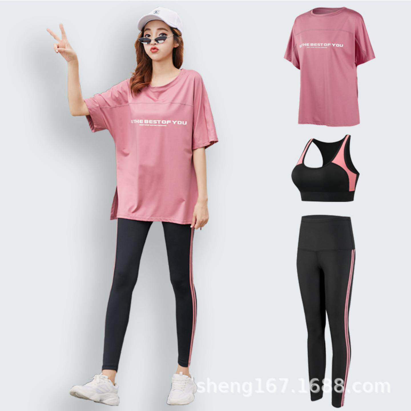 新款大码三件套瑜伽服女宽松夏季