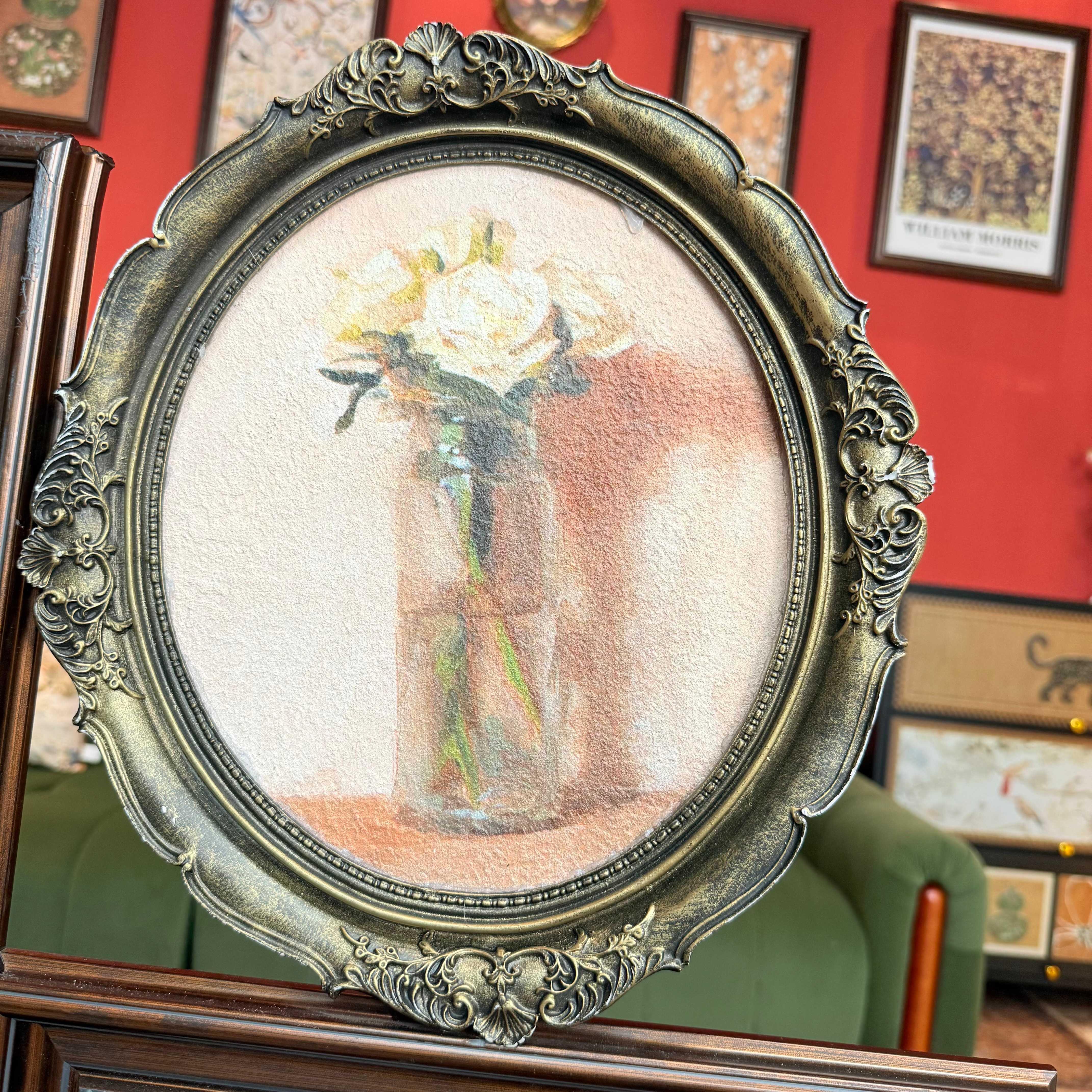 玫瑰花女孩法式人物覆古挂画P006古典美式三联3570