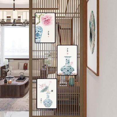 栅栏格栅装饰画玻璃墙实木隔断挂画入口方管隔断屏风画立柱入口画