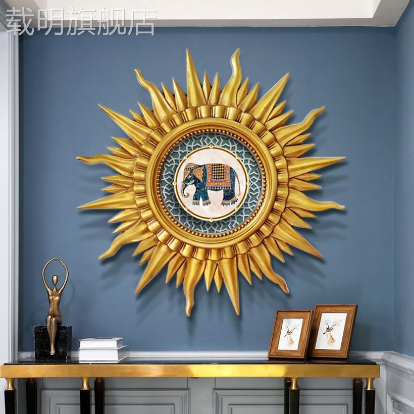 玄关装饰画太阳画框欧式画餐厅动物大象油画现代轻奢简欧挂画壁画图片
