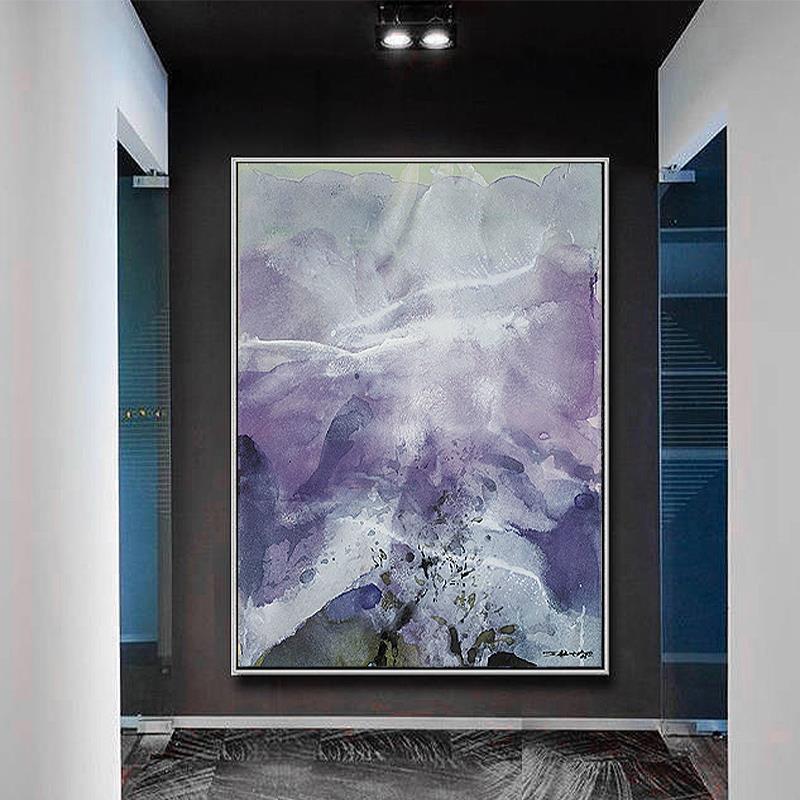 现代简约抽象大气赵无极紫色蓝色装饰画客厅玄关背景墙艺术挂画