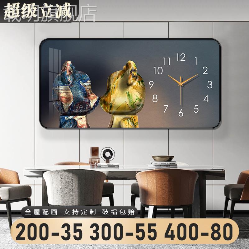 暴力熊饭厅装饰画 画时钟带钟表2022年新款潮牌客厅挂钟横版kaws