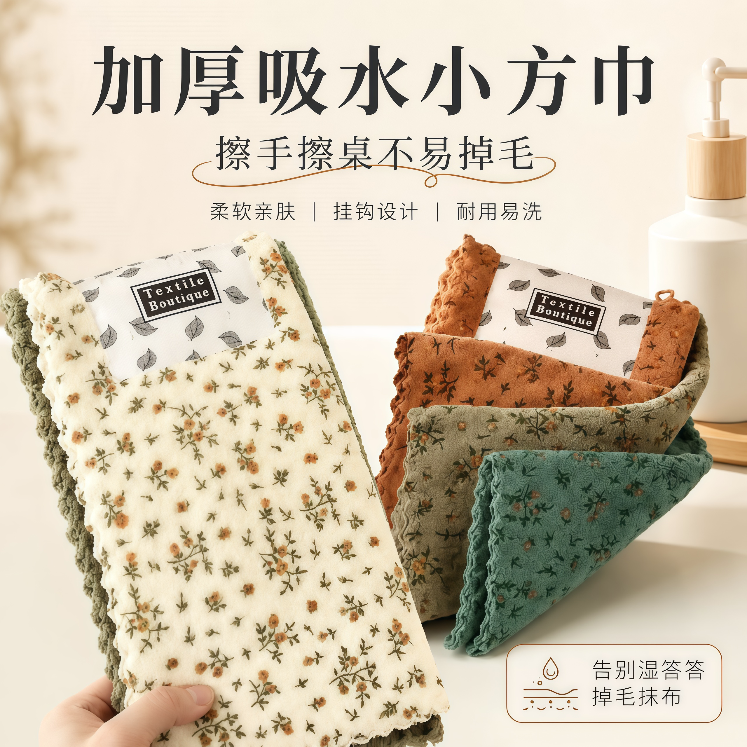 复古碎花加厚吸水不粘油抹布