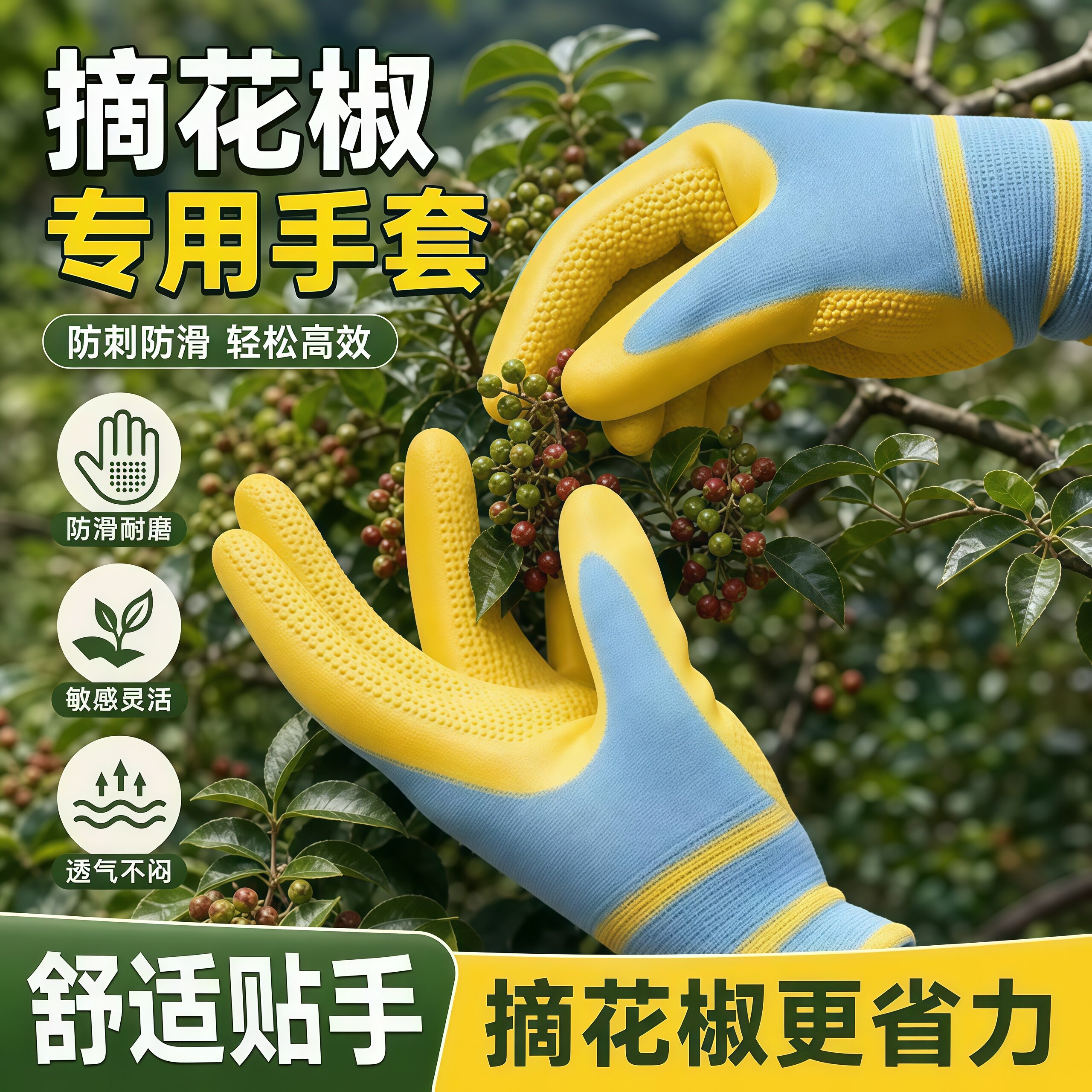 夏季透气防刺防扎耐磨采摘手套
