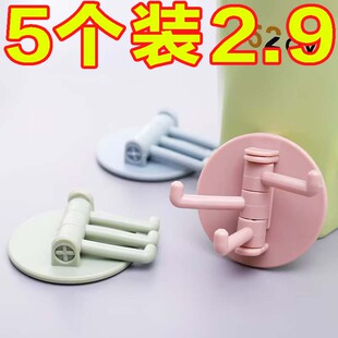旋转挂钩强力粘胶三分支粘钩厨房浴室客厅置物架免打孔无痕挂架