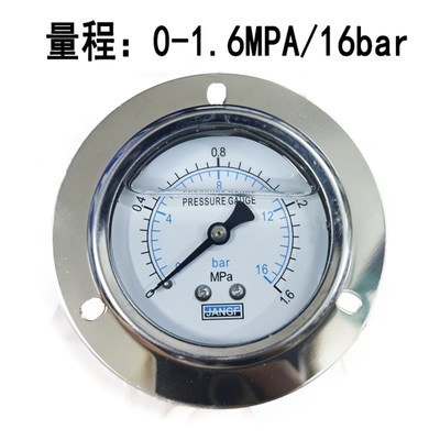 YN60ZT轴向带边耐震压力表背式油压液压水压气压25mpa/10/250bar
