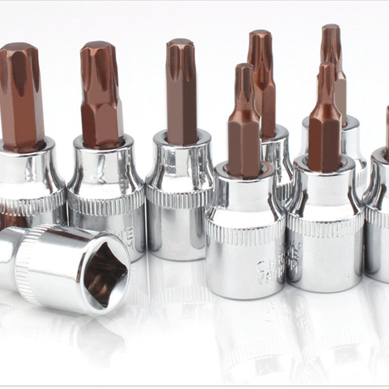 3/8中飞套筒批头内六角套筒头内六花一字十字米字梅花螺丝刀花键T