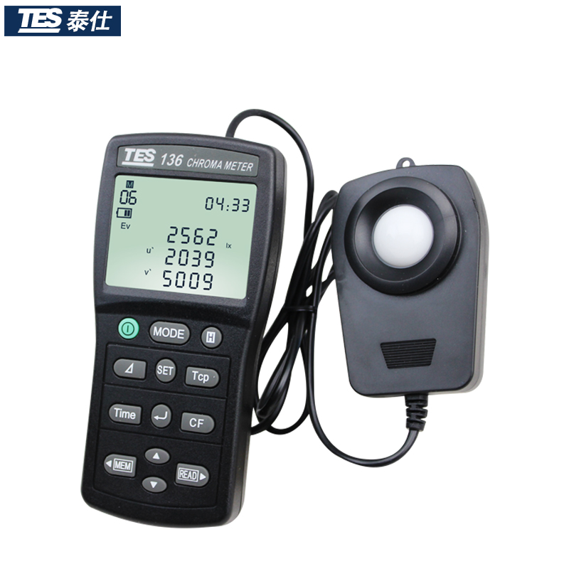 台湾泰仕TES-136色温仪 色度计色温色差照度计带记录色温仪测试仪