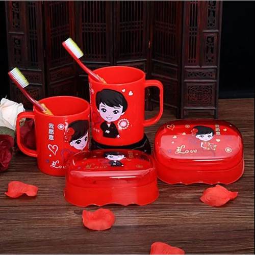 结婚洗漱牙刷杯婚礼创意陪嫁情侣漱口杯牙杯皂盒牙刷套装婚庆用品