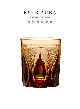 EVRA【烛影】江户切子水晶玻璃杯 手工雕刻威士忌洋酒杯 礼盒套装