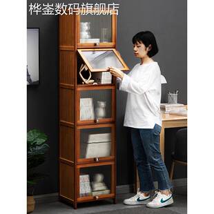 桦崟书架置物架落地书柜子家用儿童收纳储物柜靠墙边客厅简易实木多层摆件垫垫床笠拉车