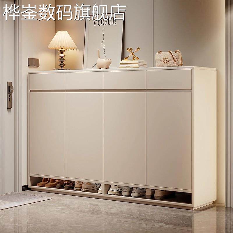 麦比梵鞋柜收纳柜一体靠墙家用门口2025新款入户门大容量多层实木