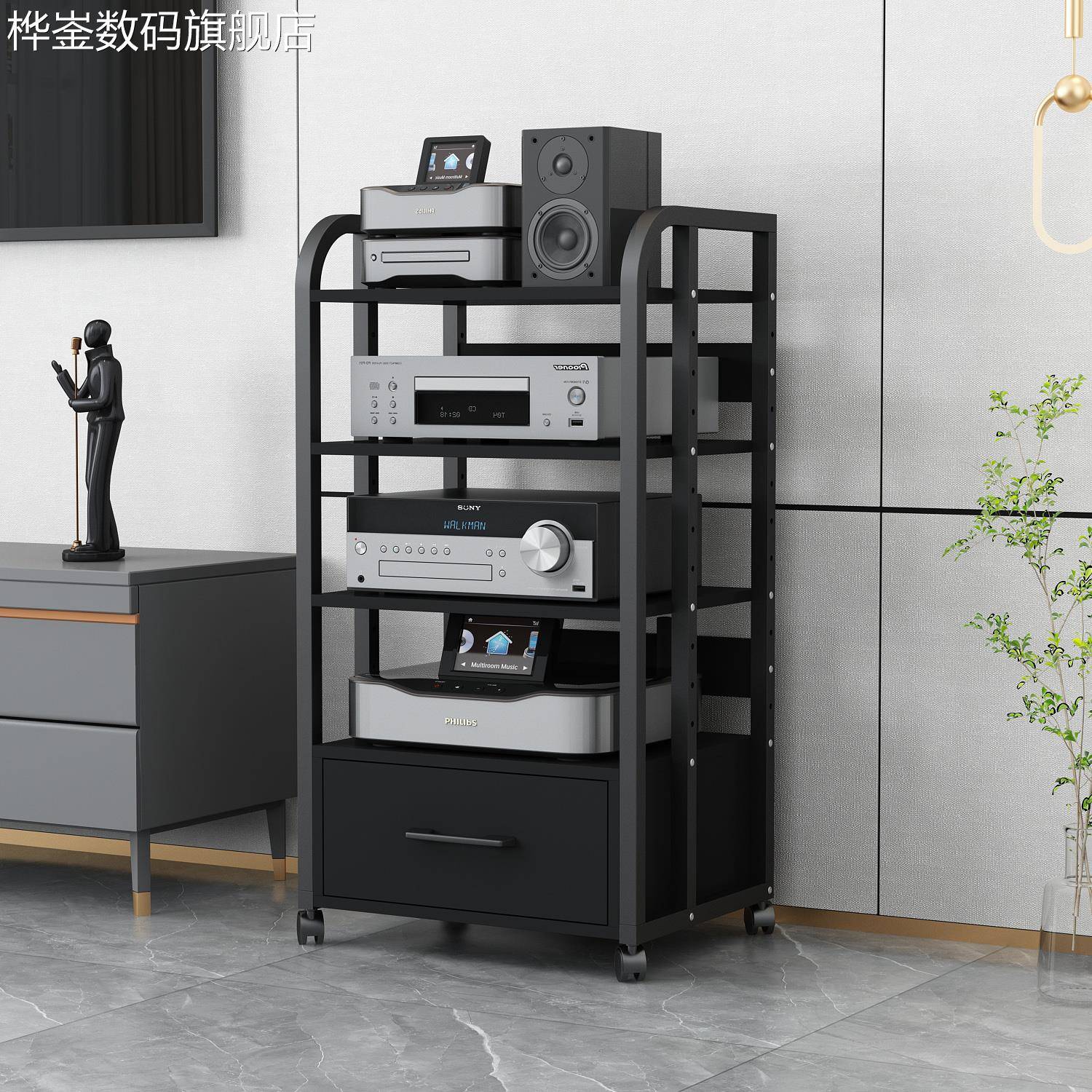 桦崟鑫惠声 带抽屉功放机架胆机支架音响CD调音台点歌机家庭影院机柜摆件垫垫