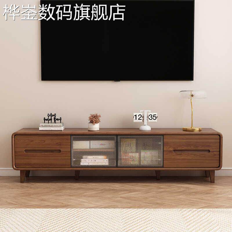 桦崟电视柜茶几组合中古风客厅家用落地2025新款实木框小户型收纳一体床笠拉车