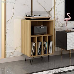 桦崟黑胶唱片机柜黑胶唱机架双层收纳柜子唱片机置物架桌摆件垫垫床笠拉车