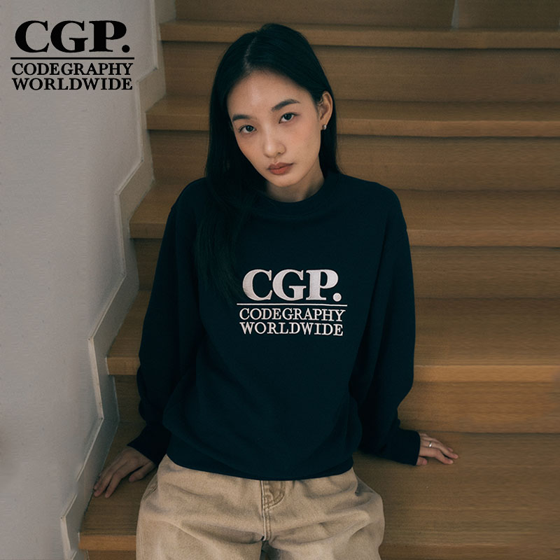 【沈月同款】CODEGRAPHY 25年春季新款CGP方形LOGO圆领情侣卫衣