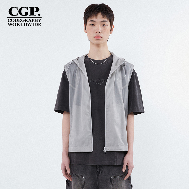 CODEGRAPHY韩国CGP夏季男女同款连帽马甲坎肩背心外套CBDUUVT001