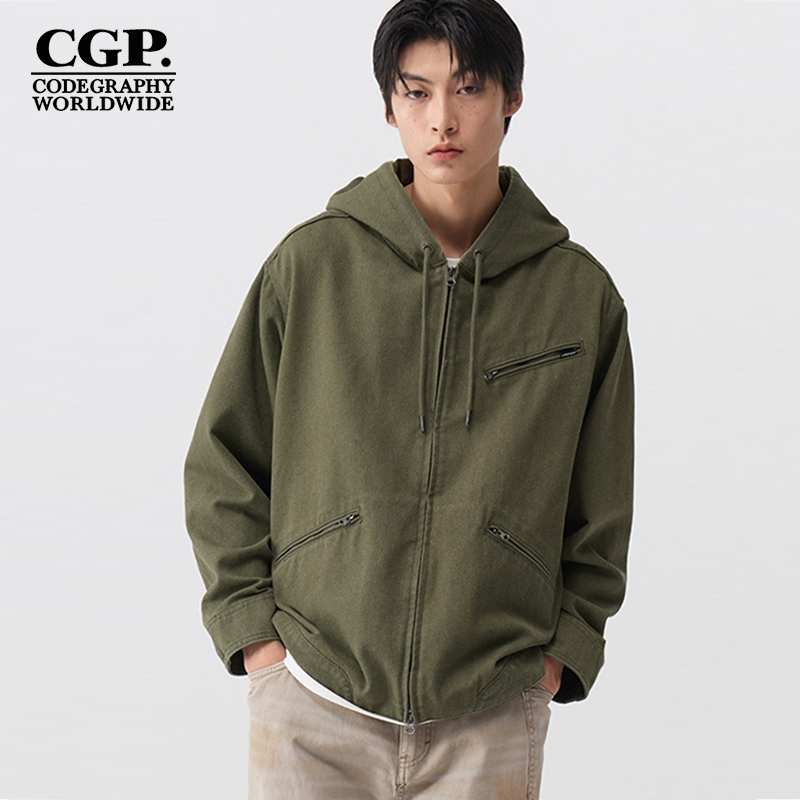CODEGRAPHY秋季男女款百搭休闲宽松连帽夹克外套上衣CBDFUJK002