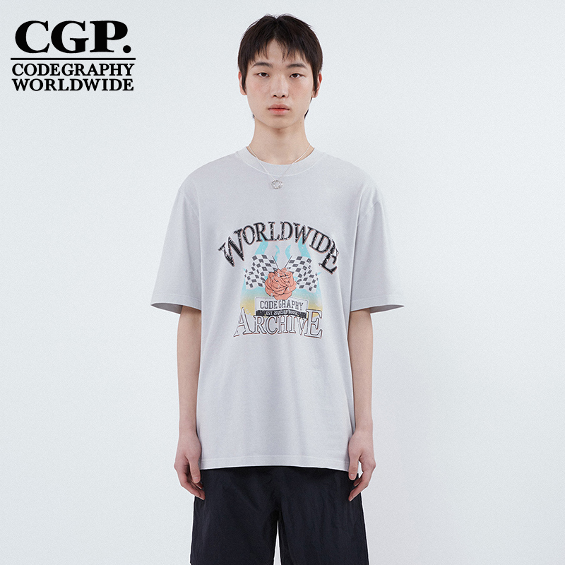 CODEGRAPHYCGP夏季男女同款休闲短袖印花T恤上衣CBDUUTS005