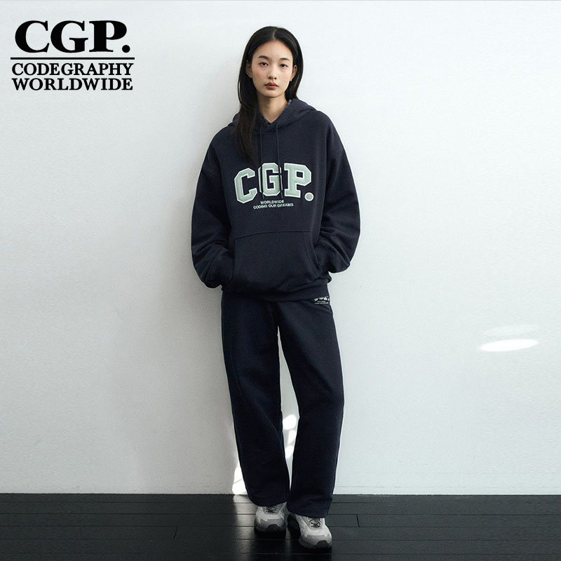 CODEGRAPHY韩国CGP25春季新款百搭休闲logo印花连帽卫衣卫裤男女