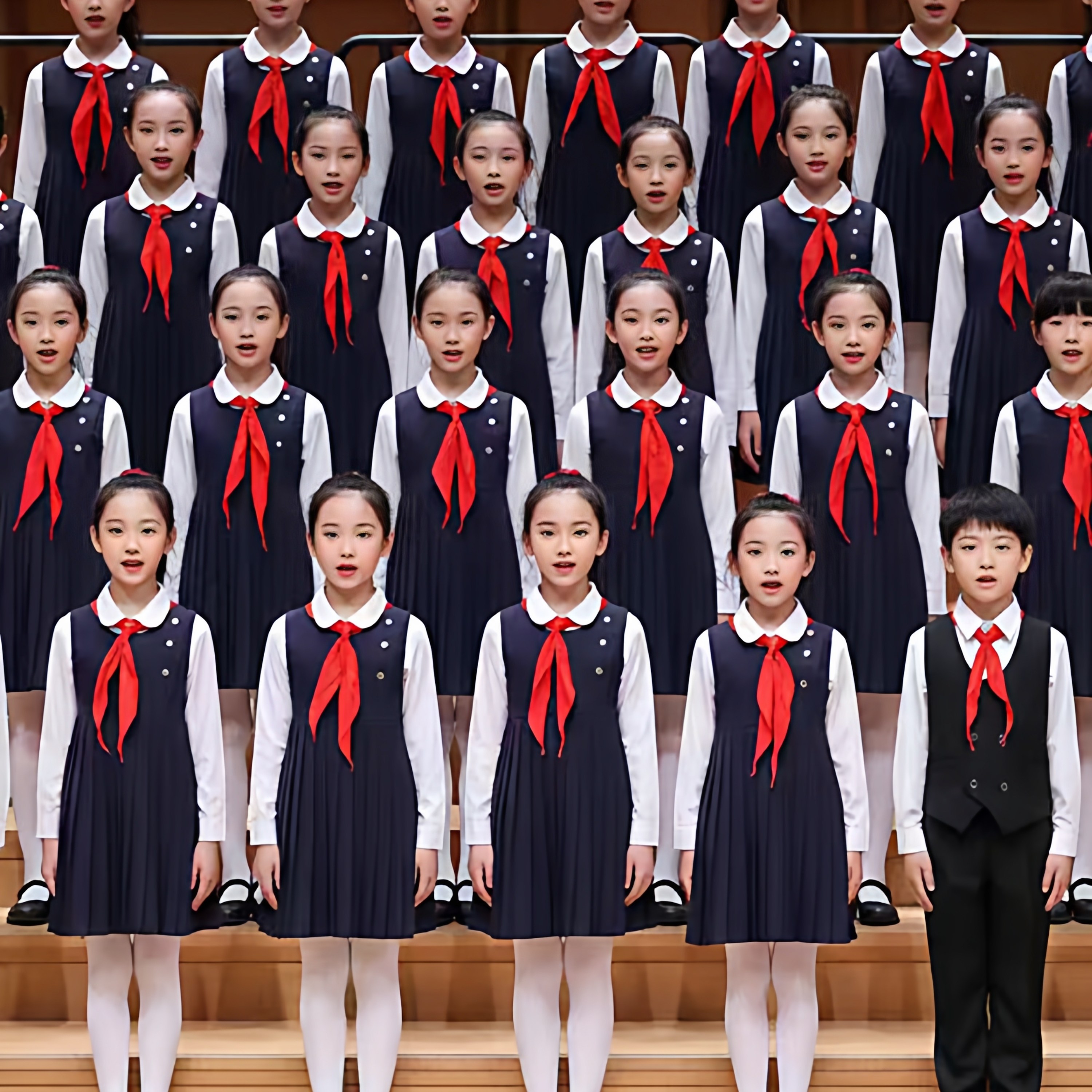 儿童合唱团演出服男女童学生制服蓝色红领巾爱国朗诵比赛服装