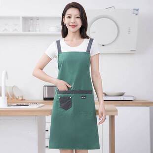 夏季薄款冰丝围裙轻不闷热光滑布料不粘毛不沾头发洋气上班工作服