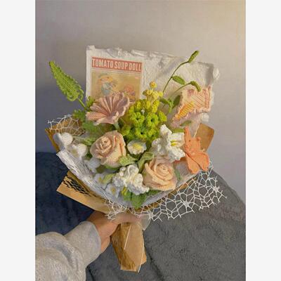 毛线手工编织花束diy材料