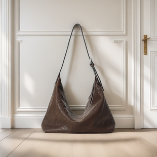 【奚梦瑶同款】裘&&真植鞣胎牛皮腋下经典hobo包通勤真皮饺子包女