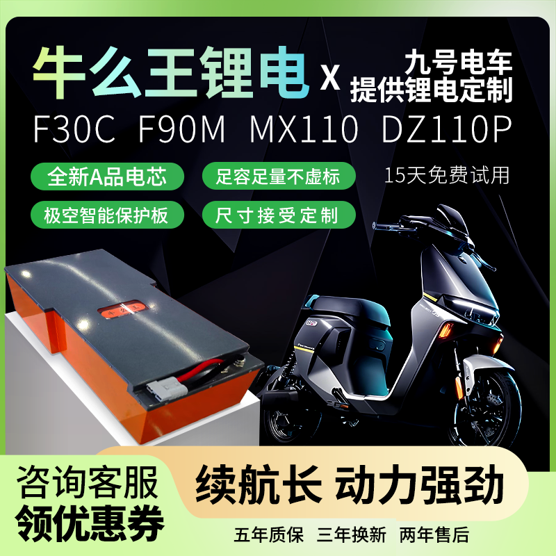 牛么王锂电池适用于九号电动车热门车型FX/MX/DZ系无损直上锂电池