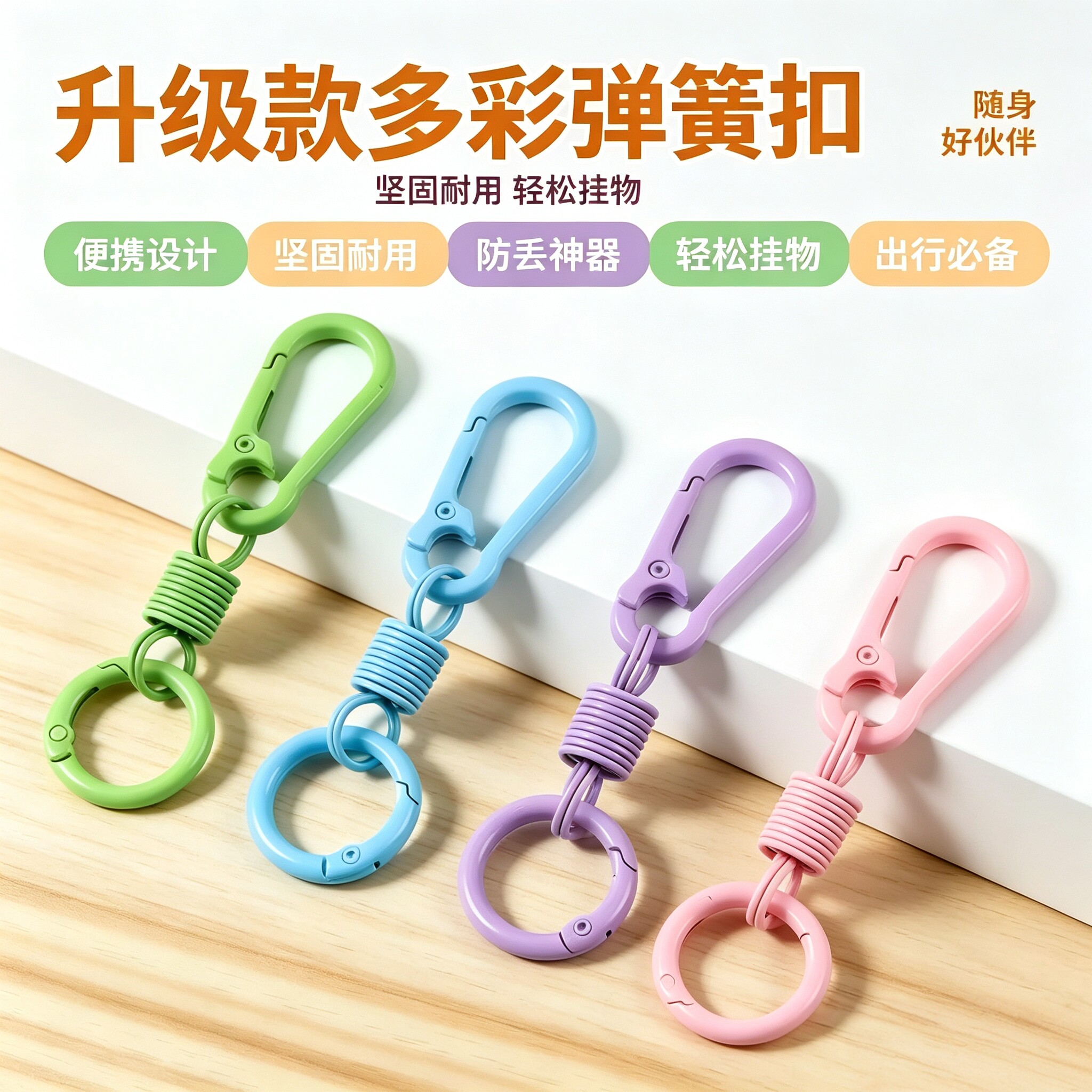 马卡龙色弹簧烤漆U形钥匙扣