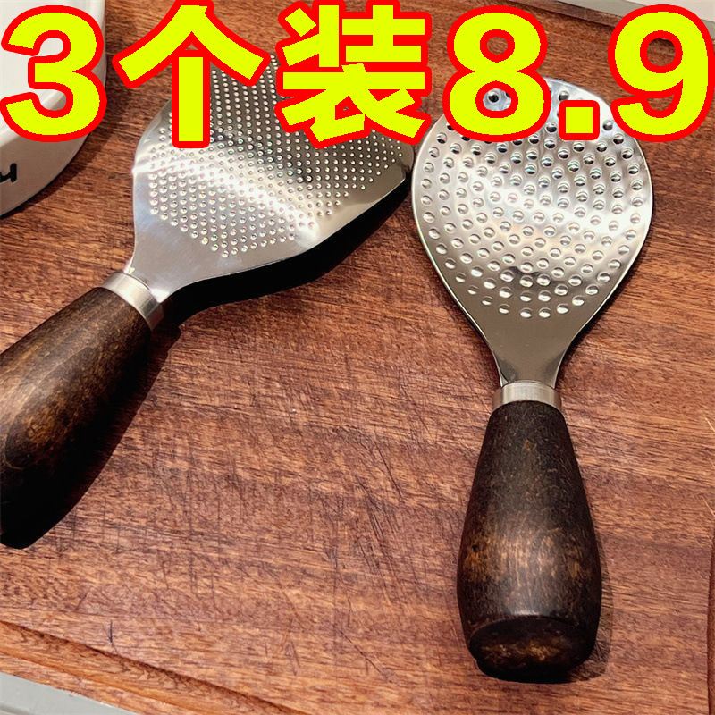 可立式木质手柄304不锈钢饭勺