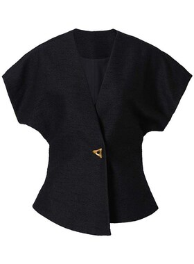 【现货】Mogas 酷飒气质收腰显瘦一粒扣不对称西装无袖马甲背心女