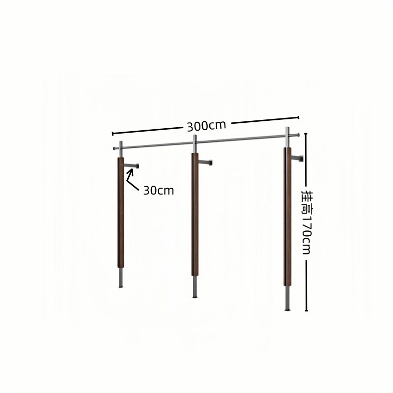 服装店展示架专用上墙胡桃货架陈列架女装店简约落地式挂衣架复古