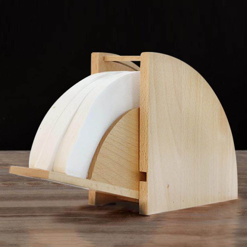 木质手冲咖啡滤纸盒 咖啡滤纸座过滤纸盒 咖啡店过滤纸防尘收纳盒