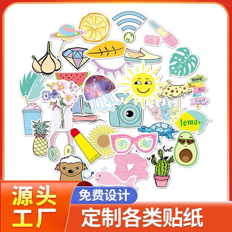 加工定制跨境贴纸卡通涂鸦美学装饰水杯笔记本电脑行李箱贴纸定制