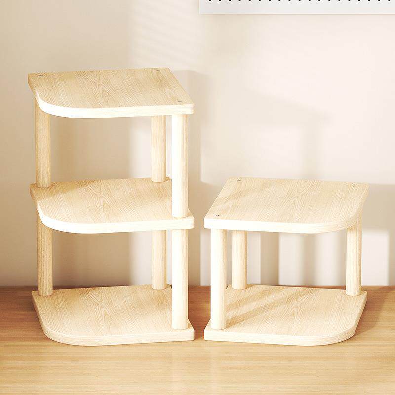 桌面隔板全实木置物架办公桌上转角多层文件整理架家用小型收纳架