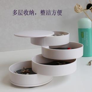 直销源头ins风多层旋转防尘首饰盒 新款 桌面饰品发饰珠宝绒布收纳