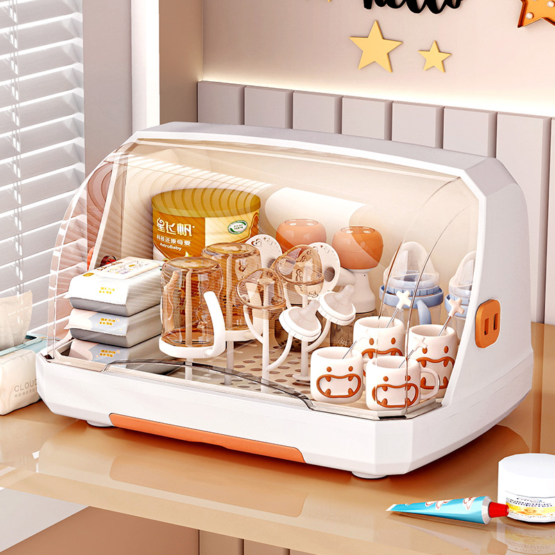 奶瓶收纳箱宝宝辅食餐具收纳柜大容量婴儿专用置物架防尘沥水架