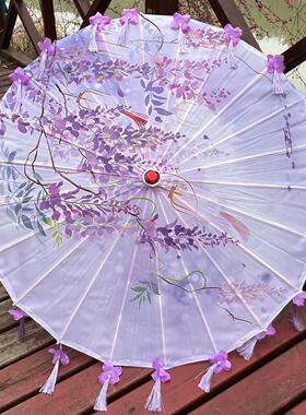 古典舞蹈专用伞中国风古装汉服儿童花伞紫色油纸伞古风道具跳舞伞