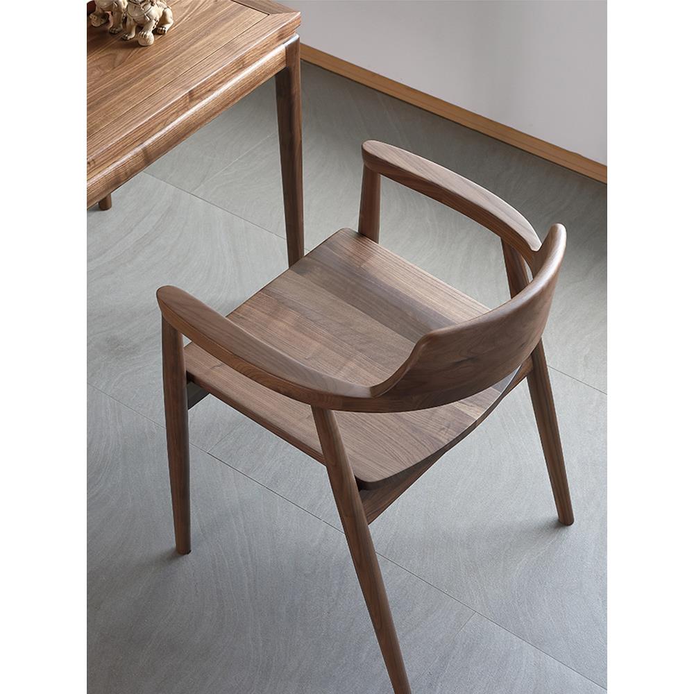 椅子实木餐椅北欧总统椅酒店真皮麻将广岛椅原木办公会议扶手桌椅