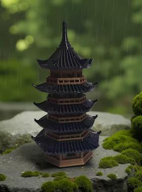 景德镇pla古塔摆件中式传统建筑装饰品假山鱼缸家居工艺品礼物