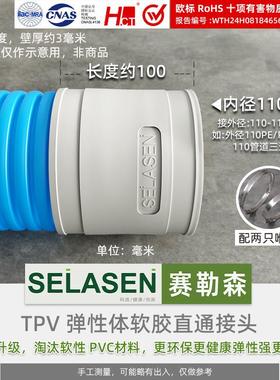 赛勒森第三代TPV软胶直接头PE管道直通PVC管通用接头新风系统配件