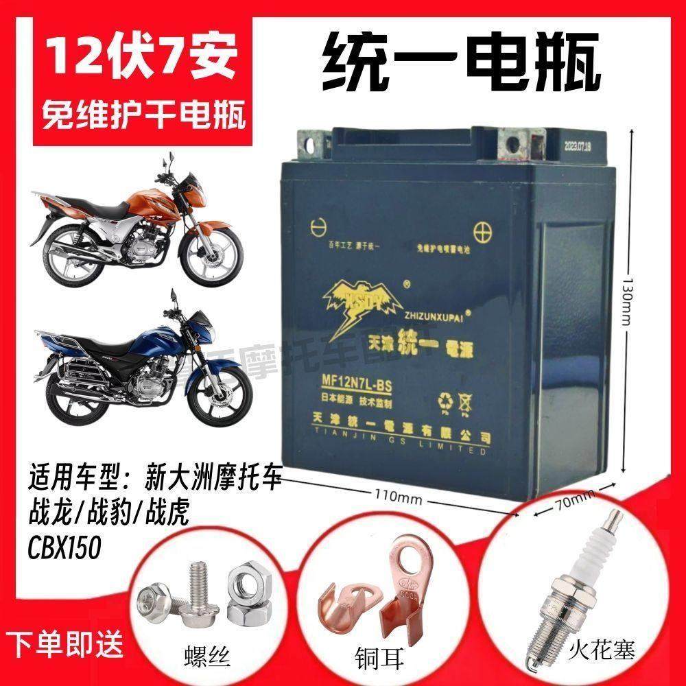 适用新大洲战龙战豹战彪SDH150男士摩托车免维护蓄电池12V7A