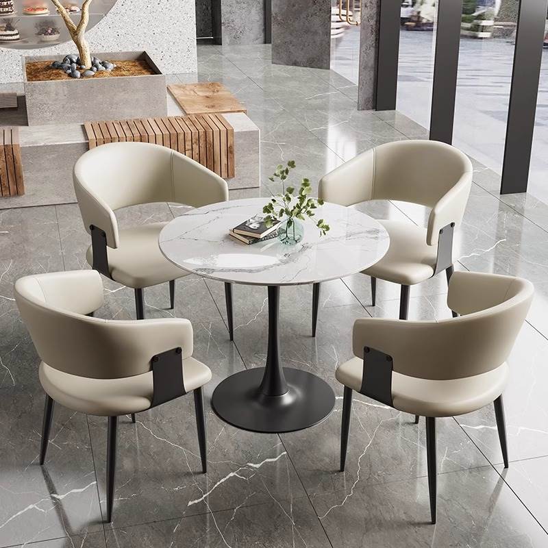 岩板洽谈接待小圆桌椅组合休息区简约会客商务谈判民宿阳台桌椅子