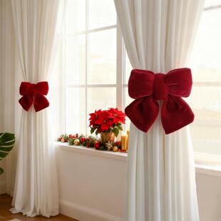 结婚窗帘扣捆绑带高级红色丝绒蝴蝶结婚房乔迁装饰纱帘收拢扣束带