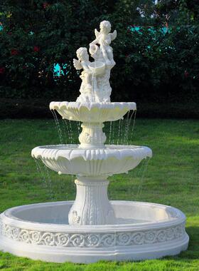 大型欧式流水喷泉户外花园鱼池水景庭院落地装饰室内婚庆摆件圆形