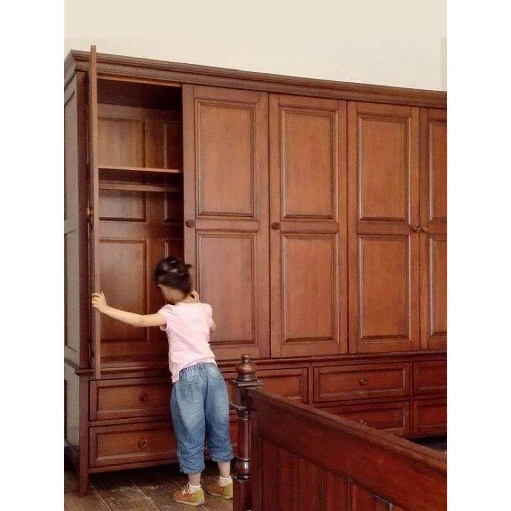 重庆木朵朵家具原木美式全屋定制红橡木樱桃木儿童全实木家用衣柜