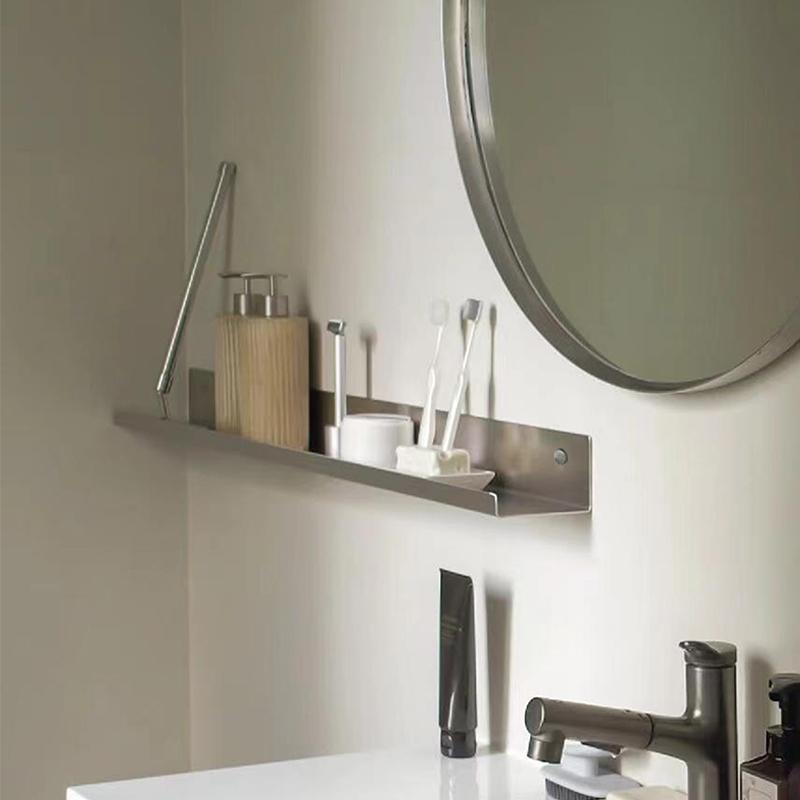 不锈钢一字隔板洗漱台墙上置物架卫浴用品收纳架壁挂金属搁板层板